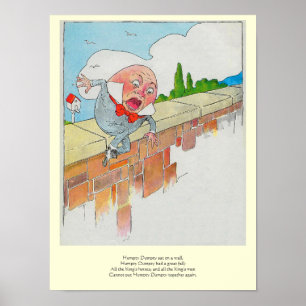 Poster Humpty Dumpty em Wall Madre Goose Nursery Rhyme