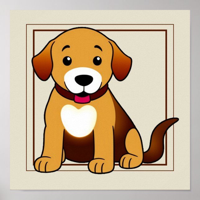 Poster Hund Braun, sitzend -  (Frente)