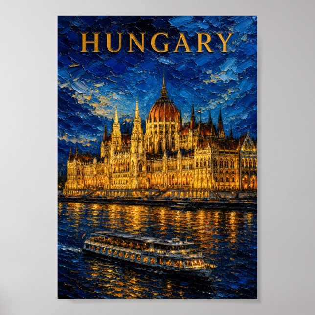 Poster Hungary: Night Glow Budapest Art Souvenir (Frente)
