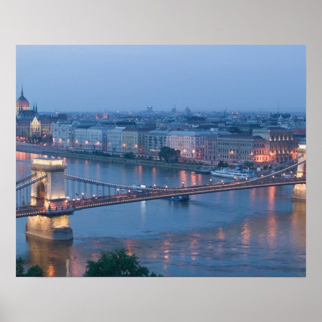 Póster HUNGRIA, Budapeste: Ponte de Szechenyi (Correntes) (Frente)