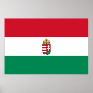 Póster Hungria com braços, bandeira de Hungria