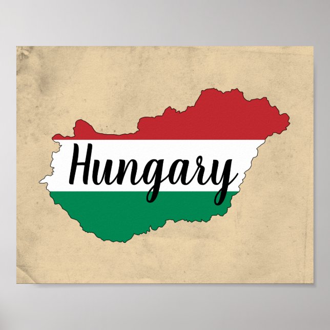 Poster Hungria Flag Silhouette (Frente)