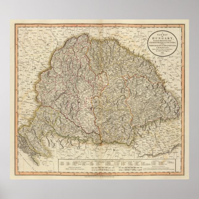 Póster Hungria, Transilvânia, Croácia (Frente)