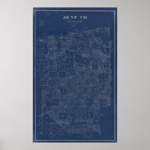 Poster Hunt County, Texas 1894 Vintage Map