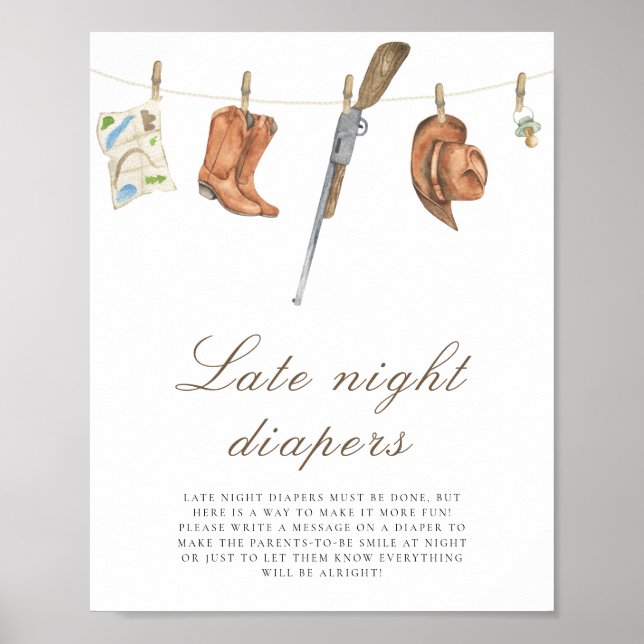 Poster Hunter baby shower - Late night diapers game (Frente)