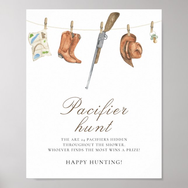 Poster Hunter - pacifier hunt baby shower game (Frente)