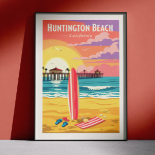 Poster Huntington Beach Califórnia Antiga