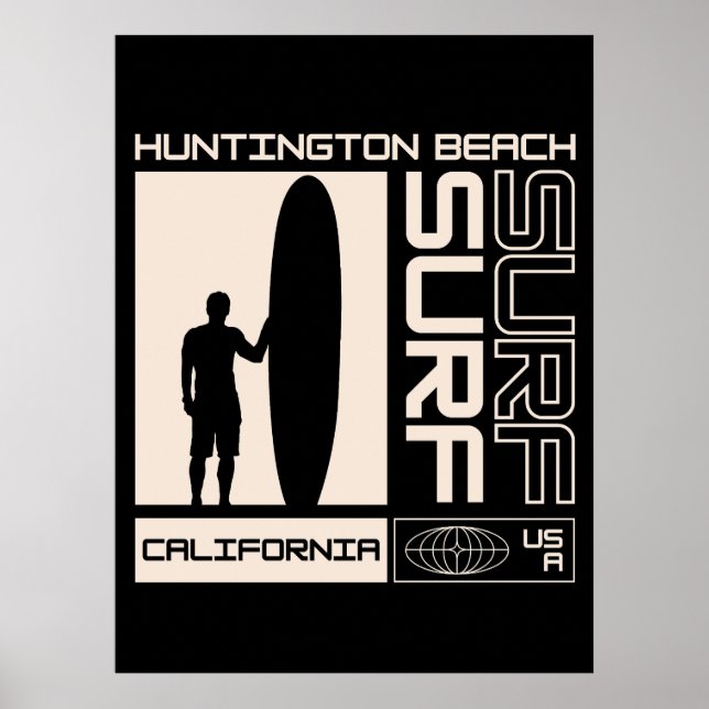 Poster Huntington Beach Califórnia EUA Surfe (Frente)