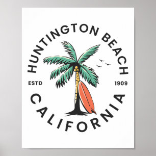Poster Huntington Califórnia Praia Surf Férias de Verão