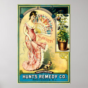 Poster Hunt's Remedy Co. Efêmero CARTA DE IMPRENSA A5 A2