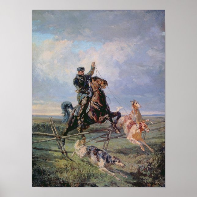 Póster Huntsman com os Borzois, 1872 (Frente)