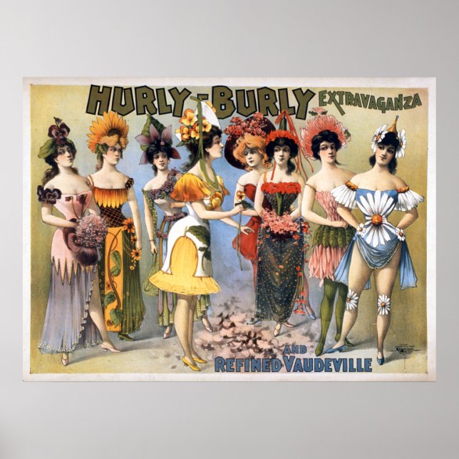 Poster Hurly Burly Extravaganza e Vaudeville refinado (Frente)