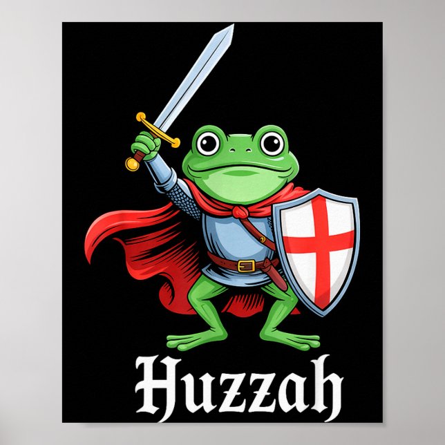Poster Hurra Cavaleiro Sapo Espada Divertida Citação Medi (Frente)