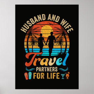 Poster Husband and Wife Travel Partners for Life Beach