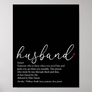 Poster Husband Definition Script Red Love Heart