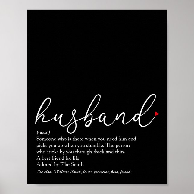 Poster Husband Definition Script Red Love Heart (Frente)