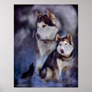 Poster Husky -Night Spirit Art Poster/Print