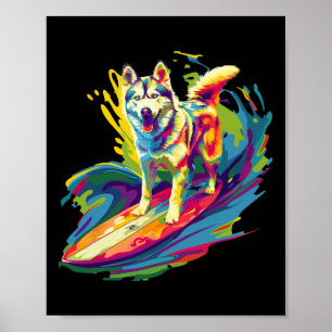 Poster Husky Surfista