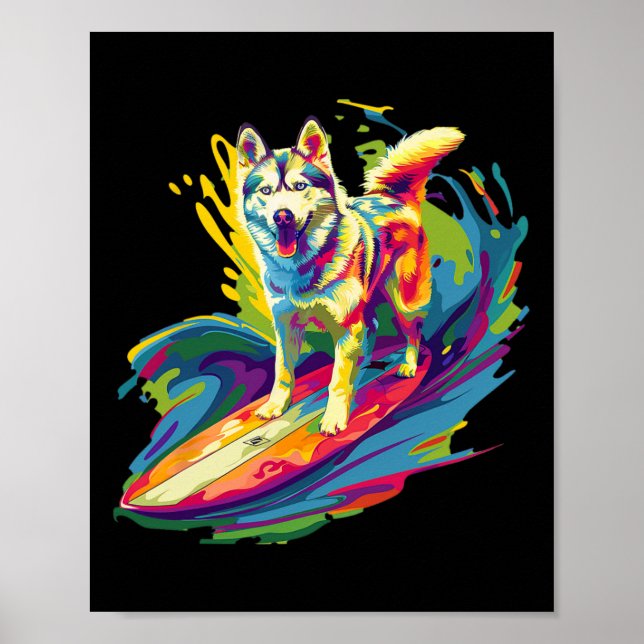Poster Husky Surfista  (Frente)