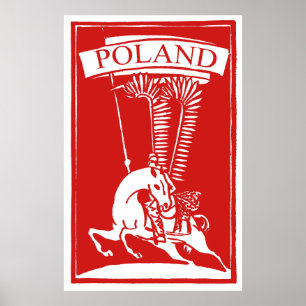 Póster Hussar voado polonês do vintage