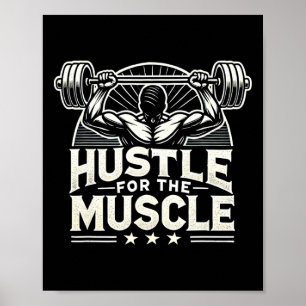 Poster Hustle Para O Muscle Barbell Bodybuilding