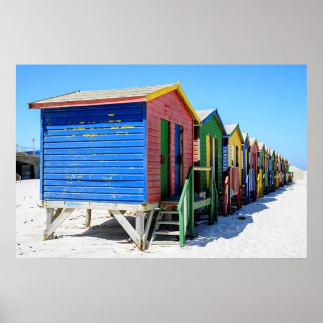 Póster Huts praiais coloridos (Frente)