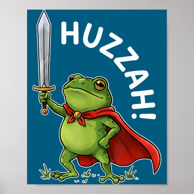 Poster Huzzah Frog Knight Funny Sword Meme Frog Quote Men (Frente)