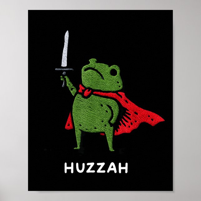 Poster Huzzah Frog Knight Funny Sword Meme Quote  (Frente)