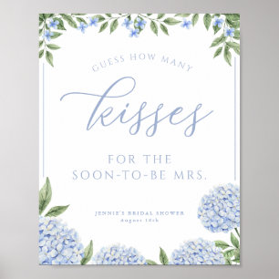 Poster Hydrangea Azul Adivinha Quantos Jogo de Chá De Bei