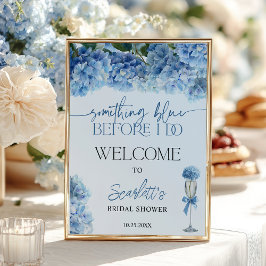 Poster Hydrangea Azul Bem-vinda Festa de Noivado 