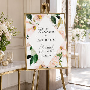 Poster Hydrangea Blush - Sinal de Chá de panela Floral Ro
