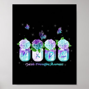 Poster Hydrangea Fllower Butterfly Prevenção Suicídio Awa