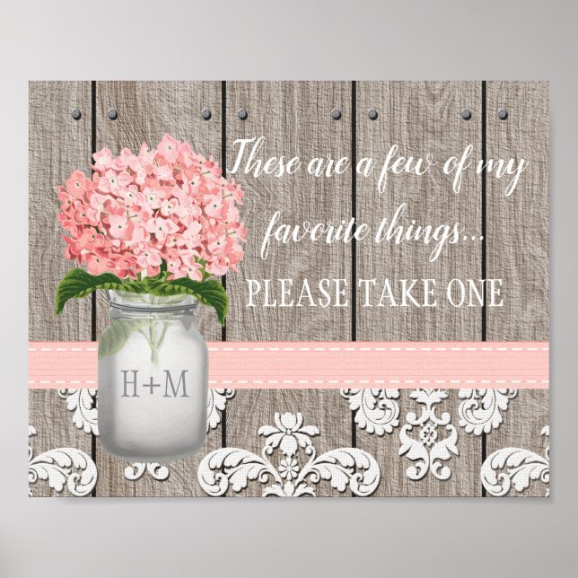 Poster Hydrangea Mason Jar Rosa, Tome Um Favor (Frente)