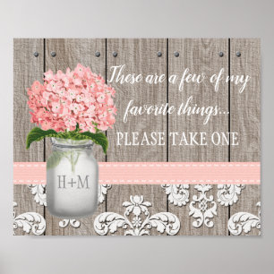 Poster Hydrangea Mason Jar Rosa, Tome Um Favor
