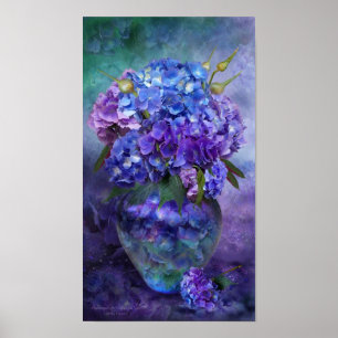 Poster Hydrangea no poster/impressão do vaso do Hydrange