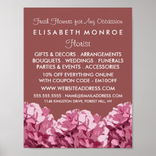 Poster Hydrangea rosa, Publicidade florescente