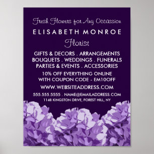 Poster Hydrangea roxa, Publicidade florescente