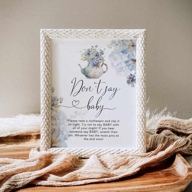 Poster Hydrangeas azuis de chá Não diga jogo de bebês (Criador carregado)