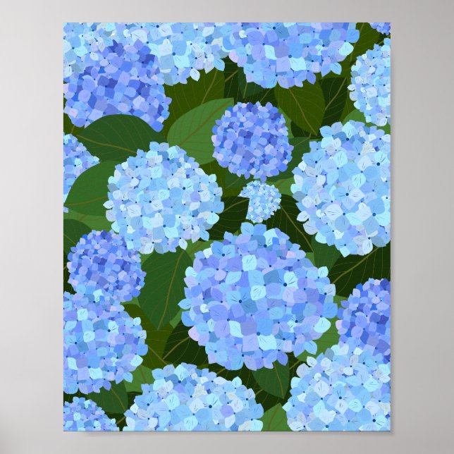 Poster Hydrangeas Azul Claro (Frente)