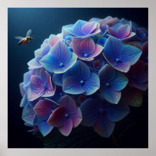 Poster Hydrangeas Floral Purple e Blue