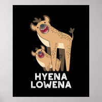 Hyena Lowena Funny Animal Hyena Pun Dark BG