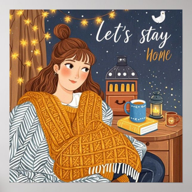 Poster Hygge Cozy Celebração Noturna à Noite (Frente)