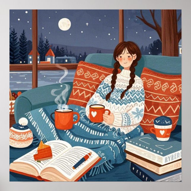 Poster Hygge Cozy Night _ Celebre noites confortáveis (Frente)