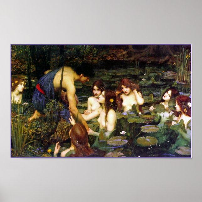 Póster Hylas e as Ninfas por John Waterhouse (Frente)