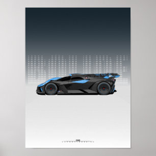 Poster Hypercar boleto - Carro preto e azul futurístico