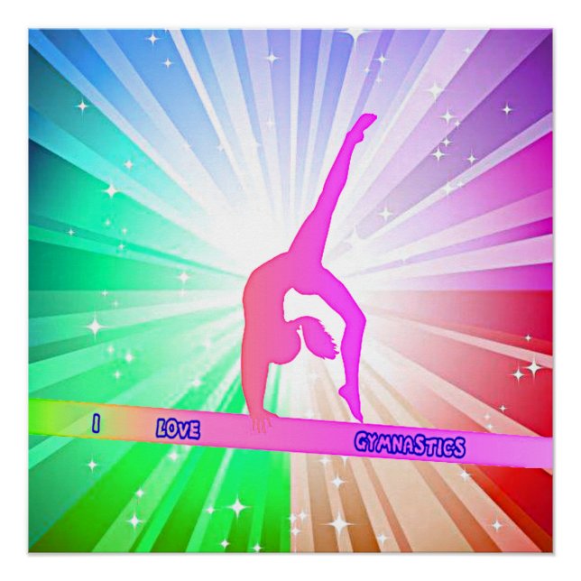 Póster "I AMVE GYMNASTICS" com Gymnast no Beam (Frente)