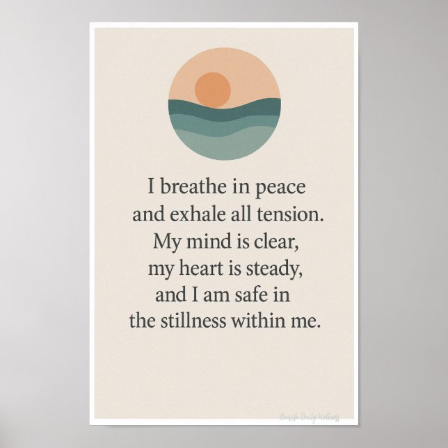 Poster I Breathe in Peace-Mindful Affirmation Wall Art (Frente)