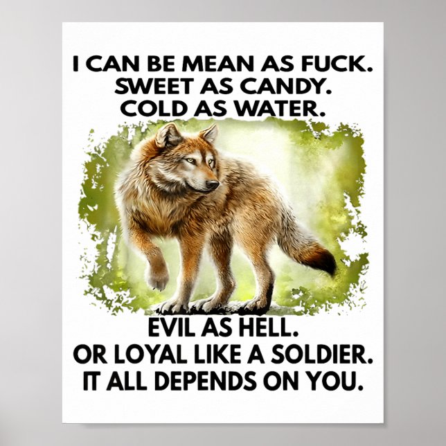 Poster I Can Be Mean As For Sweet As Candy Cold As Water  (Frente)