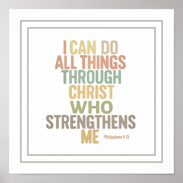 Poster I Can Do All Things Bible Verse Philippians 4:13 (Frente)