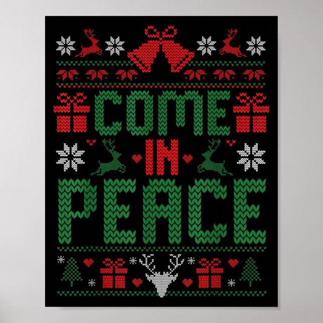 Poster I Come In Peace Couple Matching Ugly Christmas Swe (Frente)